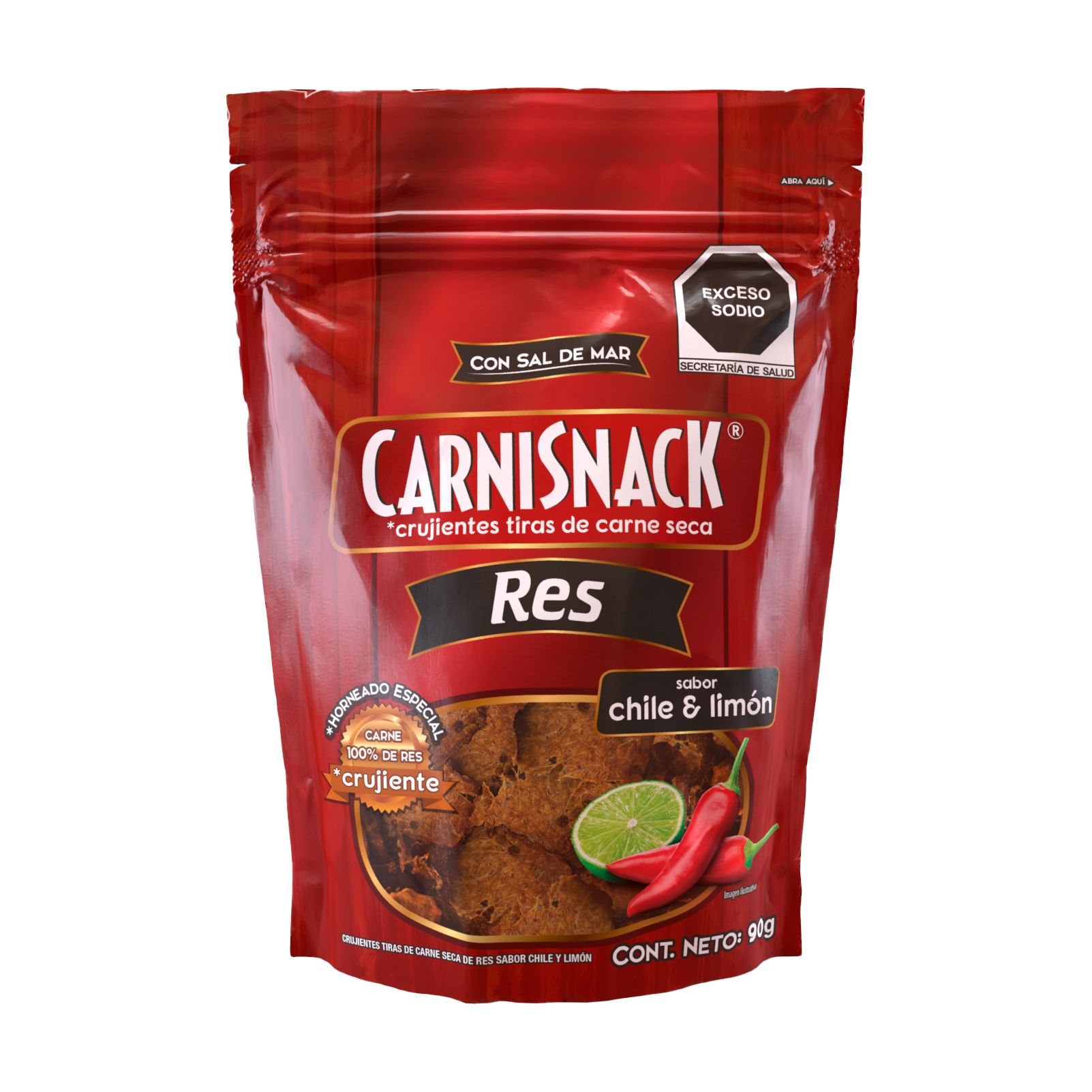 Carnisnack de Res 90g Chile Limón - Caja 20 piezas