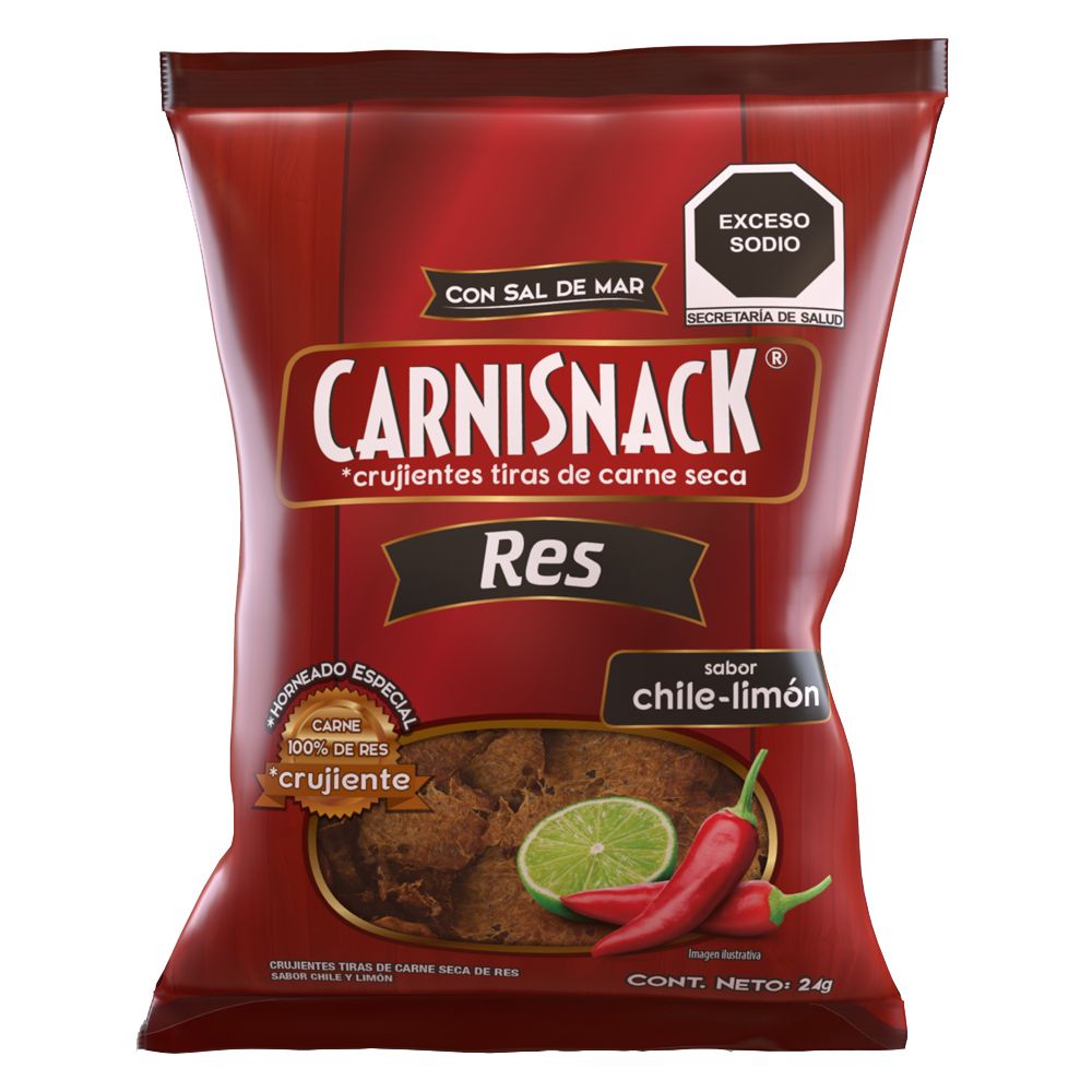 Carnisnack de Res 24g Chile Limón - Caja 40 piezas