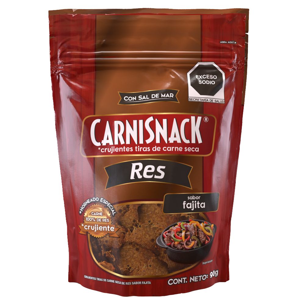 Carnisnack de Res 90g Fajita - Caja 40 piezas