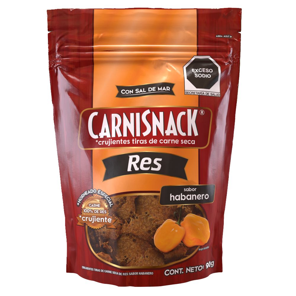 Carnisnack de Res 90g Habanero - Caja 80 piezas