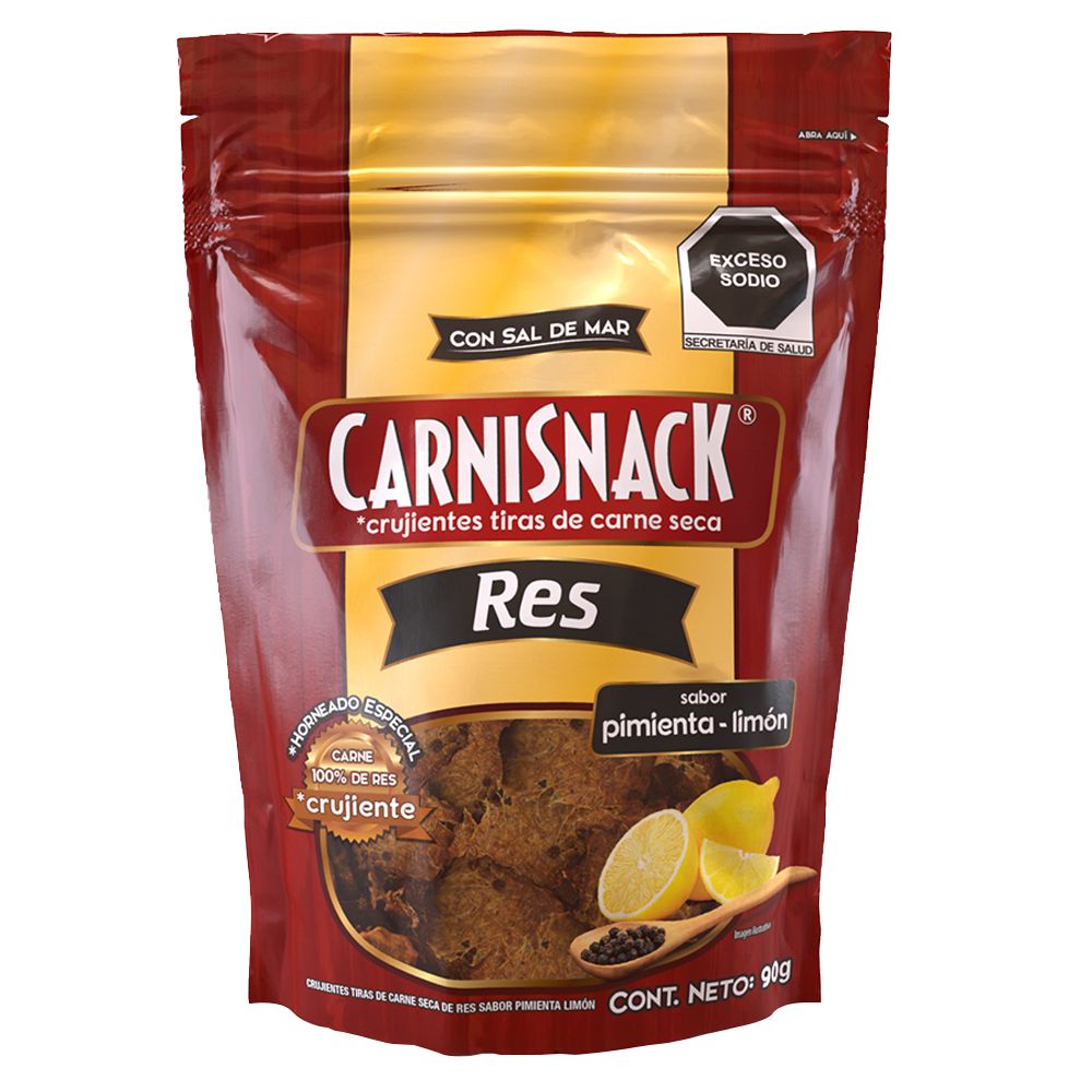 Carnisnack de Res 90g Pimienta Limón - Caja 40 piezas